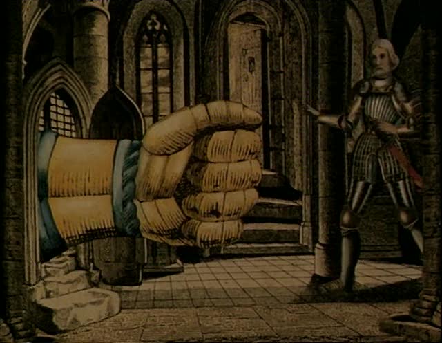 art depicting the ghost knight hand appearing in The Castle of Otranto